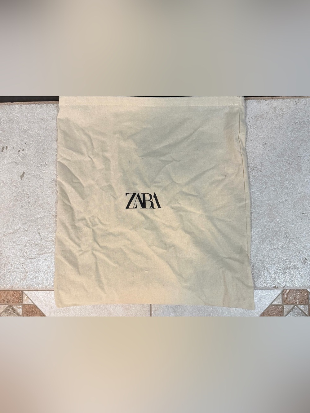 ZARA Cream Dust Bag with Black Logo